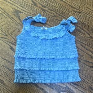 Light blue tiered tank top with ruffles